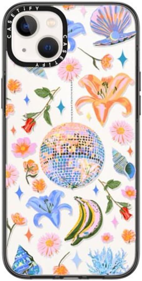 CASETiFY Compact iPhone 14 Plus Case [4 ft. 2X Military Grade Drop Protection/Slim/Lightweight] - Disco Magic - Clear Black