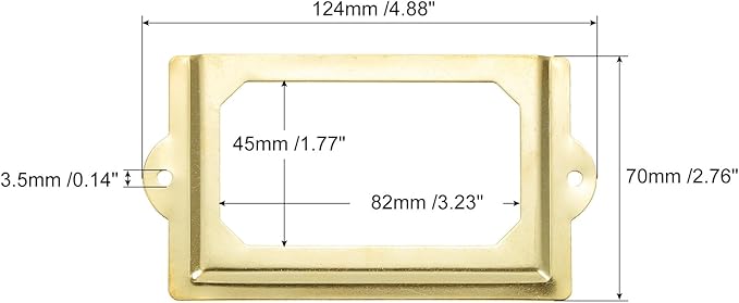 uxcell Metal Label Holders, 124x70mm 4pcs File Name Card Tag Label Holder Frame for Office Library Drawer Cabinet Shelves, Gold Tone