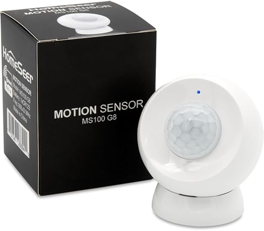 HomeSeer Smart Motion Sensor (MS100 G8), 800 Series Mesh & Long Range Z-Wave Technology, Compatible with HomeSeer, Home Assistant, Hubitat (1-Pack)