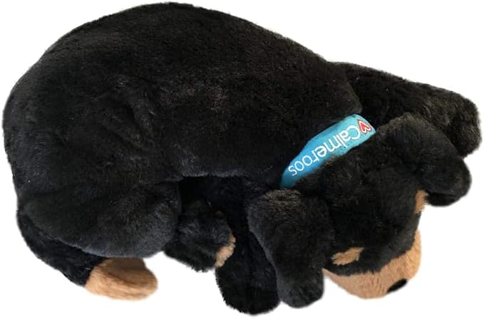 Puppy Heartbeat Toy Sleep Aid with 2 Long-Lasting Heat Packs Last 36 Hours Each Puppy Anxiety Relief Soother Dogs Cuddle Calming Behavioral Aid for Pets (Black and Brown)