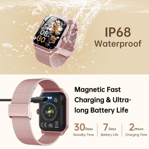 Smart Watches for Women, 1.83" HD Fitness Tracker (Answer/Make Calls), IP68 Waterproof, 120+ Sport Modes with Heart Rate and Sleep Monitor, Fitness Watch for iPhone/Android