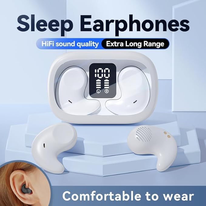 Bluetooth Earbuds,Wireless Sleep Ear Buds,Invisible Noise Cancelling Headphones,Bluetooth 5.4 Sleeping Headset for Side Sleepers Small Ears Canal,Discreet in-Ear Tiny Earphones,for Samsung/Android
