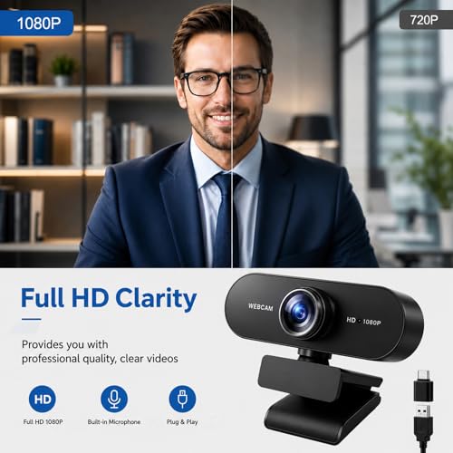 Gritto 1080P HD Webcam with Auto Focus & Microphone, | Computer Access - Image 3