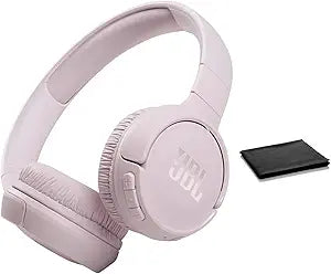 JBL Tune 510BT: Wireless Bluetooth On-Ear Headphones with Purebass Sound - with Cleaning Cloth (Rose, Standard), JBLT510BT-Black-Cloth