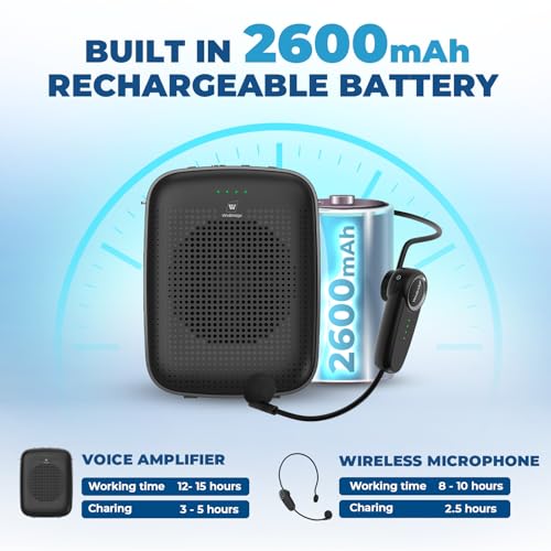 15W Wireless Voice Amplifier with Bluetooth Headset Microphone for Teachers