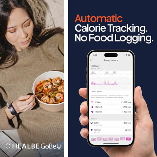 HEALBE Calorie Tracker, Automatic Calorie Intake Smart Band with App, Screen-Free Activity Tracker, Health Tracker, Sleep, Hydration, Stress, 24/7 Heart Rate, 5 ATM Waterproof