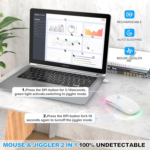 LED Bluetooth Wireless Mouse for MacBook Air Mac Pro Laptop iPad–White - Image 5