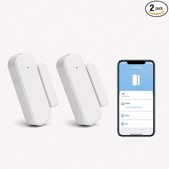 Loopo WiFi Door Window Sensor, Smart Contact Sensor with App Alerts, Compatible with Alexa & Google Assistant, Tuya Smart Life App Door Open Detector, 2.4GHz WiFi Only, No Hub Required, , 2 Pack