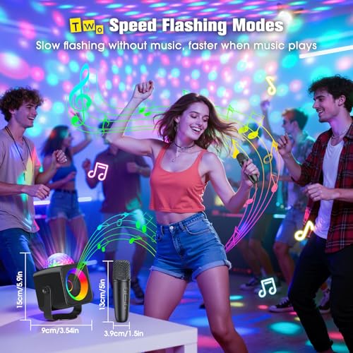 Portable Karaoke Microphone Machine: Bluetooth Karaoke Speaker with Disco Light Wireless Microphones for Adults Kids Toys for Boys Age 4-7 8-12 Birthday Gifts for 3-15 Year Old Teen Boy Kid
