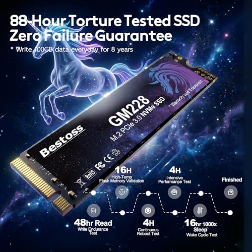 Bestoss 1TB NVMe M.2 SSD PCIe 3.0 2280 Internal SSD, Up to 2400MB/s