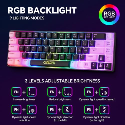 CHONCHOW 60% Gaming Keyboard and Mouse Combo, 68 Keys Wired LED RGB Backlit