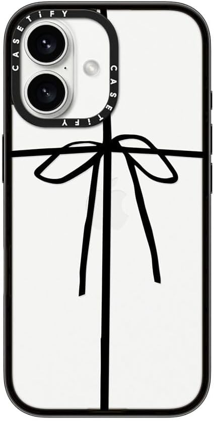 CASETiFY Compact iPhone 16 Case [4 ft. 2X Military Grade Drop Protection/Slim/Lightweight] - Wrapped in A Bow - Clear Black
