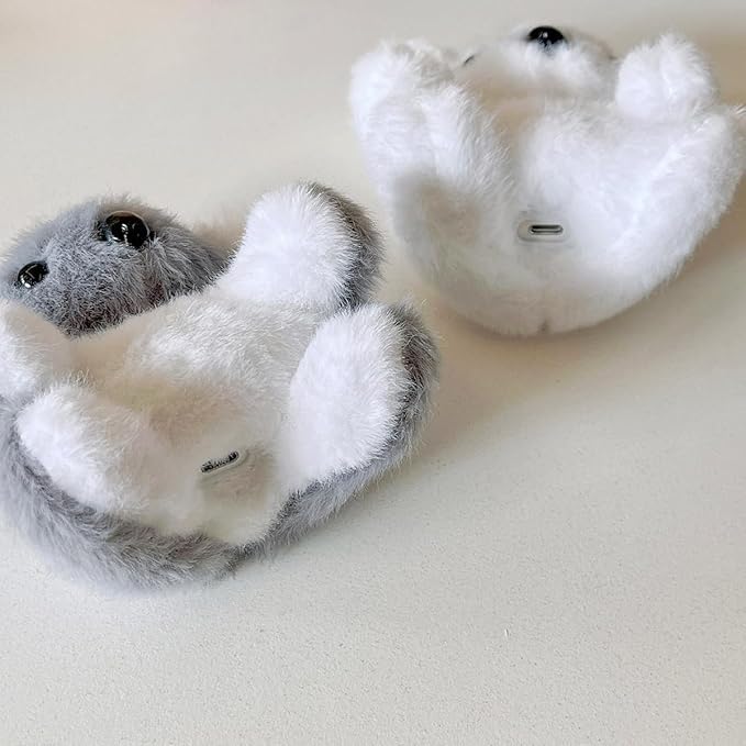 SGVAHY Furry Case for AirPods 4, Funny Cute 3D Cartoon Plush Design Koala White Soft Warm Fluffy Cover Keychain Anti-Fall Protective Case Women Girls