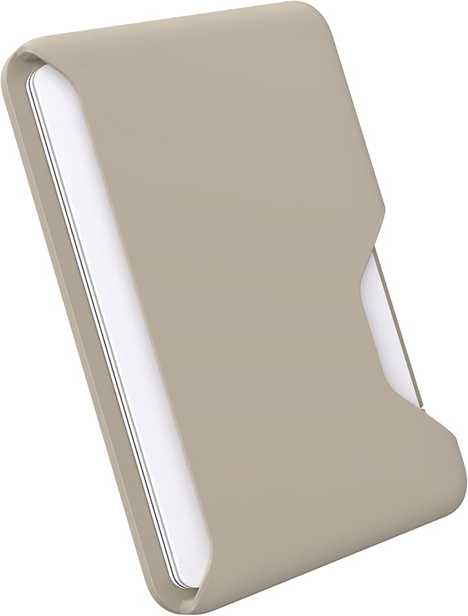 Speck iPhone Wallet MagSafe Accessory - Removable ClickLock No-Slip Interlock - Holds 1-3 Cards - Soft Touch Finish, Scratch Resistant Card Holder Built for MagSafe - Pale Oak/Dark Umber