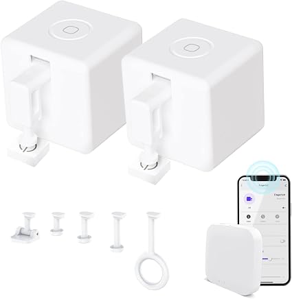 MOES Smart Fingerbot 2packs with Tuya Bluetooth Hub and Accessory kit, Smart Switch Button Pusher Adds Finger Touch Control, Compatible with Alexa, Google Home, Timing and Remote Control Finger Bot