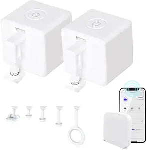MOES Smart Fingerbot 2packs with Tuya Bluetooth Hub and Accessory kit, Smart Switch Button Pusher Adds Finger Touch Control, Compatible with Alexa, Google Home, Timing and Remote Control Finger Bot
