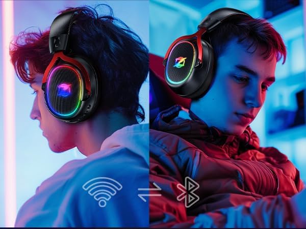 Wireless Gaming Headset for PC, Ps5, Ps4,Phone,Switch,Tablet- 2.4GHz Wireless Headphones with <25ms Ultra-Low Latency & 40Hrs Playtime for Immersive Game Competition Choice