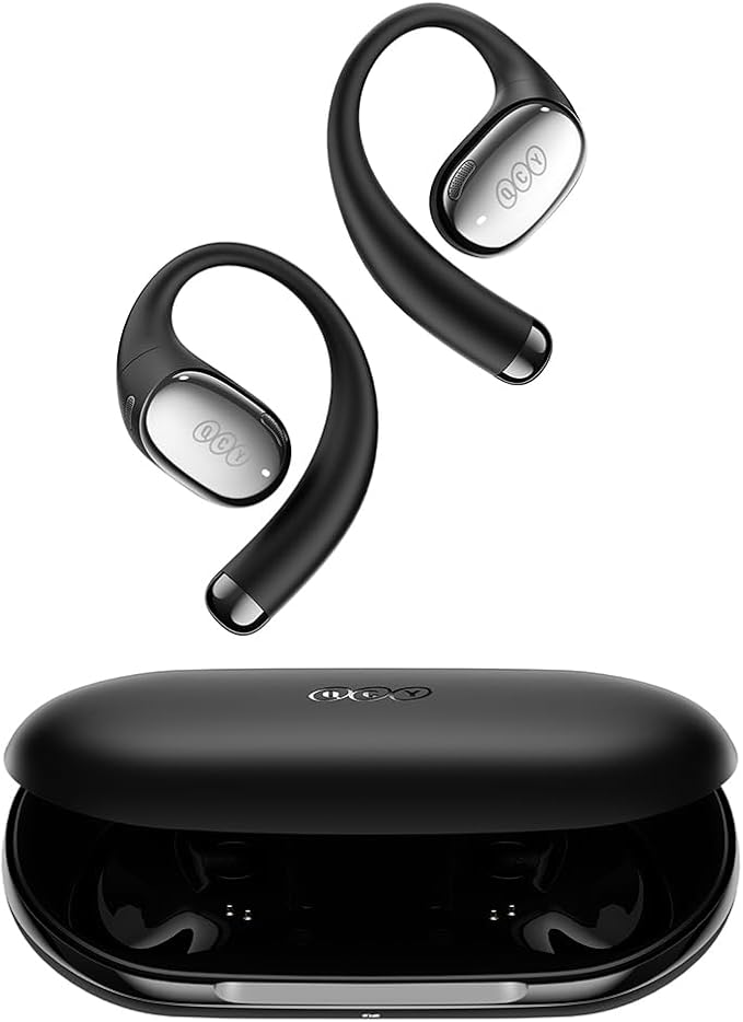 QCY Crossky R70 Open Ear Headphones Wireless with 52H Playtime, Hi-Res Audio & LDAC, Deep Bass, Bluetooth 6.0 Earhook Earbuds, Wireless Charging, Multipoint Connection for Gym/Workout