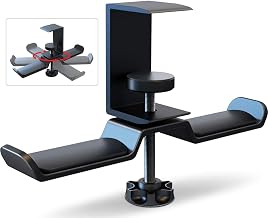 Dual Headphone Stand Hanger Under Desk, 360 Degree Rotating Aluminum Gaming Headset Holder with Adjustable Clamp, Universal Metal Earphone Hook Mount for All Headsets, Black - Image 1