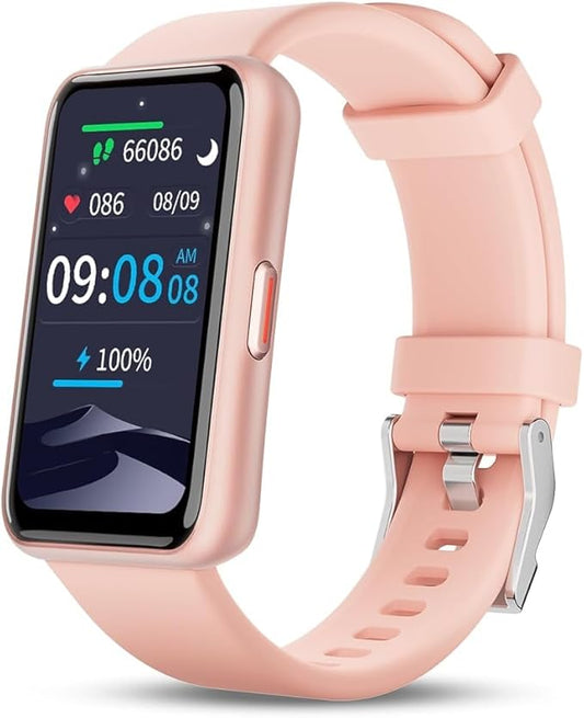 Smart Watch for Women, Slim Fitness Tracker with Heart Rate, Blood Oxygen, Sleep & Step Monitor, IP68 Waterproof Smartwatch, Lightweight Pink/Gold Bracelet Watch Compatible with Android & iPhone