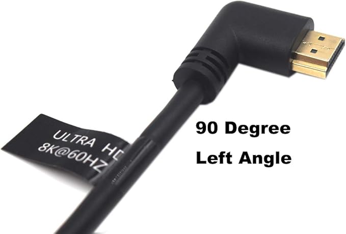 2 Feet 48Gbps HDMI 8K@60Hz Extension Ultra HD Cable, Straight Female to Left Angle Male HDMI 2.1 Extender High Speed Shield Cord for Xbox TV PS4 PS5 Switch, Support 4K@120Hz, 3D Dynamic HDR