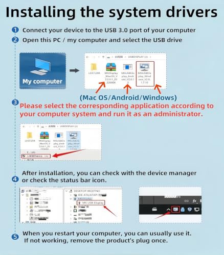 USB to DisplayPort Cable Adapter, Built-in Drivers, USB 3.0 to DisplayPort HD 1080P Monitor Converter Cord with Audio for Desktop, Laptop Link to Monitor, Projector, Compatible with Mac OS/Windows