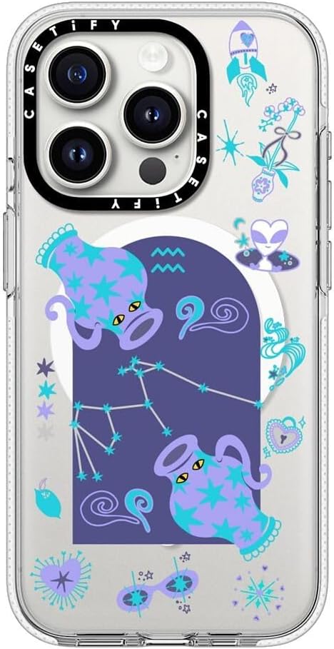 CASETiFY Clear iPhone 15 Pro Case [Not Yellowing / 6.6 ft. 3X Military Grade Drop Protection/Compatible with Magsafe] - Aquarius - Clear