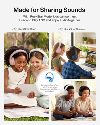 Belkin SoundForm Kids Over Ear Noise Canceling Headphones, Safe Volume 85dB