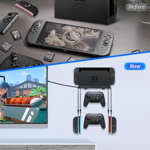 LEPEYMDA Wall Mount for Switch 2/1/OLED, Accessory Storage Organizer Shelf