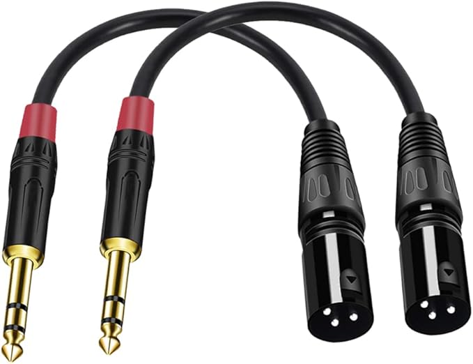 (2PACK/6inch) XLR to 1/4 TRS Stereo Adapter,XLR Male to 1/4 Inch (6.35mm) Balanced Microphone Stereo Audio Converter AdapterCable