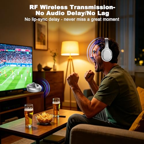 TV Headphones Wireless with RF Transmitter Ideal Gift for Seniors