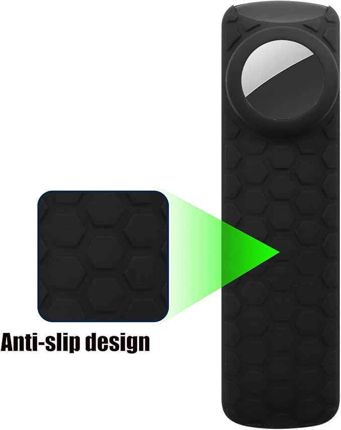 Voice Remote Pro Case with Holder for Airtag,Silicone Anti-Slip Shockproof Protective TV Controller Finder Cover for Tile Sticker,Black