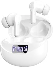 Wireless Earbuds Bluetooth 5.4 Headphones, Noise Cancelling Mic Ear Buds with 50H Playback, LED Digital Display, lPX7 Waterproof Earphones for Office/Running/Workout(White) - Image 1