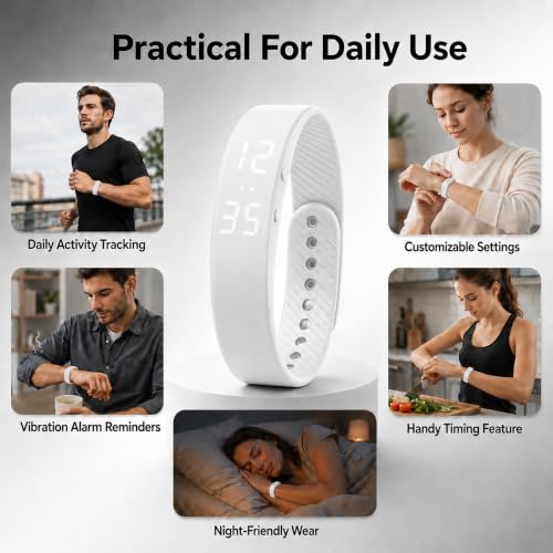 Silent Vibrating Alarm Wristband, Rechargeable Fitness Activity Tracker