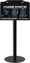 Floor Standing Cell Phone Charging Station with Fast Charigng Cables – 8 Device Charging Dock for Office, Hotel & Public Spaces | Compatible with iPhone ipad Smartphone Tablets Android Port (Black) - Image 1