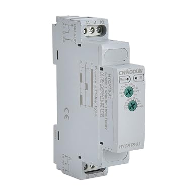 CNAODUN Delay ON HYCRT8-A1 0.1sec-10day AC/DC 24-240V Power On Delay Relay DIN Rail Mount