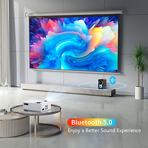 Roconia 5G WiFi Bluetooth Native 1080 Projector, 18000LM Full HD Movie Projector, 300" Display Support 4k Home Theater, Compatible with iOS/Android/XBox/PS4/TV Stick/HDMI/USB (White)