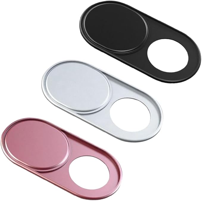 3Pcs 3 Colors Laptop Camera Cover Metal Black Platinum Pink 0.04 Inch Ultra Thin Webcam Cover Slide for Mini PC Phone Desktop Aluminum Durable Phone Privacy Protector for Home Office Use