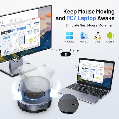 HONKID Undetectable Mouse Jiggler - Auto Mover with On/Off Switch & USB Port, No Software Needed, Prevent Sleep/Lock for Home Office & PC/Mac/Desktop (Blue Black), Perfect for Gifts/Remote Work - Image 6