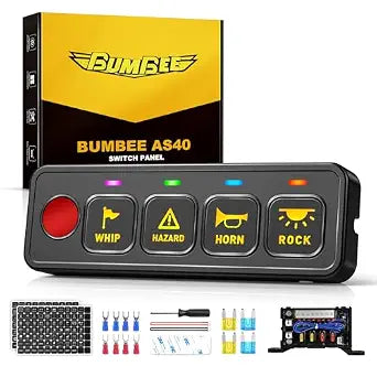 BUMBEE 4 Gang Switch Panel, Toggle Momentary Flash Strobe Relay System Box
