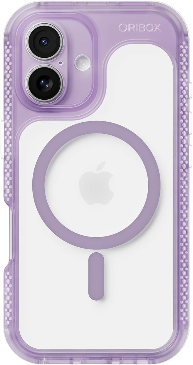 ORIbox Seralyn Series for iPhone 16 Case - MagSafe Compatible, Triple-Layer Shockproof Protection, Crystal-Clear Back with Elegant Matte Frame(6.1", Lilac Dream)