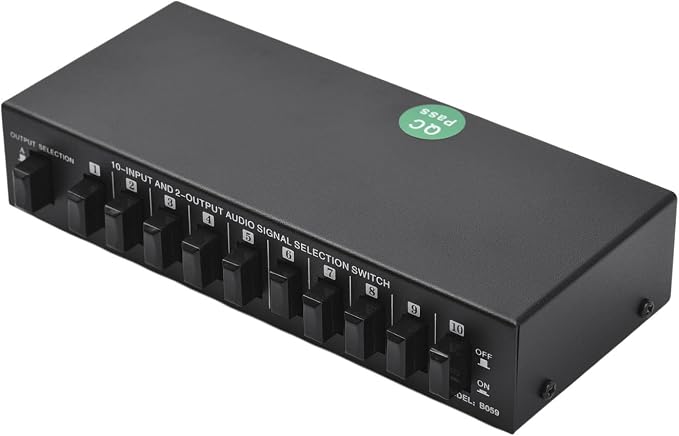 Av Switcher, Audio Video Selector 10 in 2 Out, Composite Box for TV, MP3 CD Player, Video Game with Plug and Play, No Power Needed,Smooth Switching,High Fidelity Sound Reproduction
