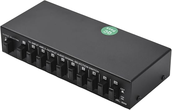 Av Switcher, Audio Video Selector 10 in 2 Out, Composite Box for TV, MP3 CD Player, Video Game with Plug and Play, No Power Needed,Smooth Switching,High Fidelity Sound Reproduction