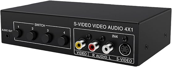 4x1 S-Video & Sound Switcher 4 in 1 Out 720p Video Selector for Retro Game Consoles, Players & Home Theater, Manual Push Button Av Switch Box - Image 1
