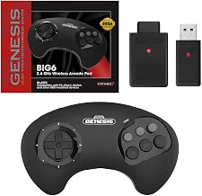 Retro-Bit SEGA Genesis BIG6 2.4 GHz Wireless Controller - (Black) - Image 1