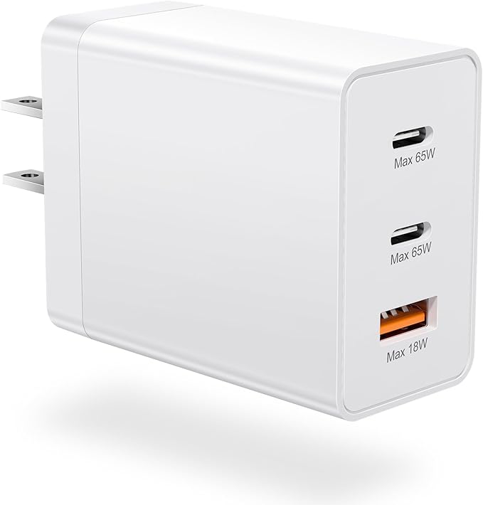 iSeekerkit 65W USB C Charger Block, 3 Ports Fast Charging Block 2-USB-C+USB-A Wall Plug, GaN PD/PPS Charging Station for MacBook, iPad Pro, iPhone 16/15 Series, Galaxy S25/24, Piexl 7