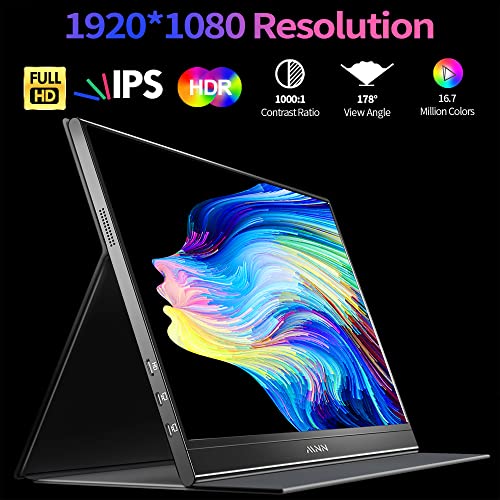 MNN 15.6" FHD 60Hz Portable Monitor USB-C HDMI IPS HDR Gaming Laptop - Image 3