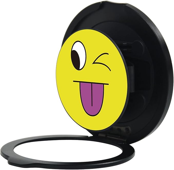 Cell Phone Ring Holder, Phone Grip, Magnetic Phone Ring Stand，Ultra Thin Phone Kickstand with Finger Loop Strap, Phone Ring Holder for Mag-Safe iPhone 16/15/14/13/12 Series (black-48# Smile face)