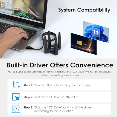 WAVLINK AX1800 USB WiFi 6 Adapter for Desktop PC, Dual Band PC WiFi Adapter