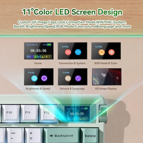 Aula Nova75 Mechanical Gaming Keyboard,Wireless Green Keyboard with Knob - Image 5